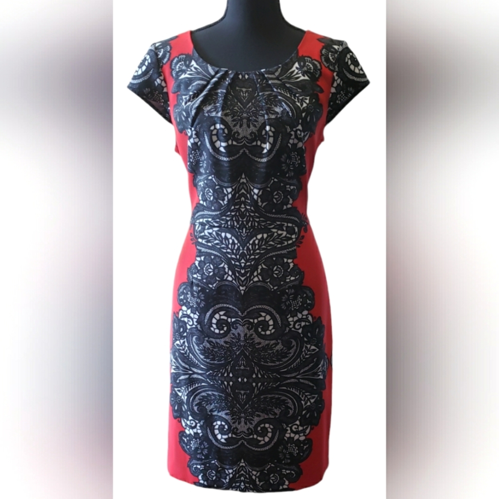 Shelby & Palmer Lace Print Cap Sleeve Dress